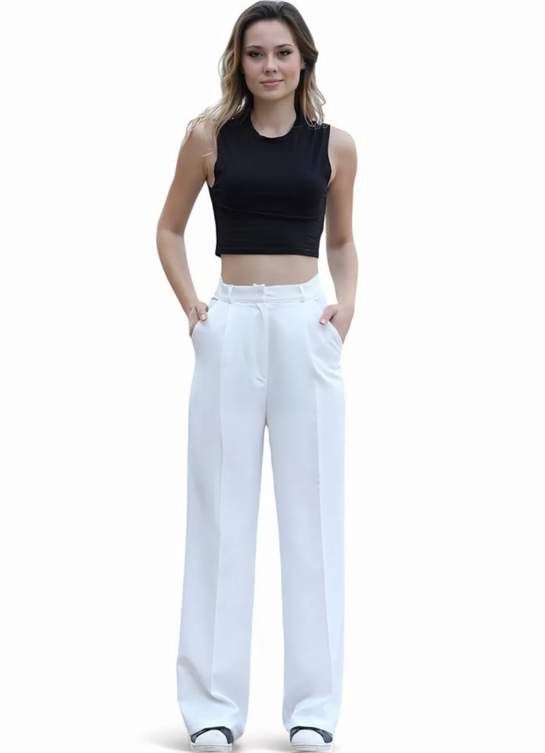 fashionshowcase Palazzohose Damen mit hohem Bund - Elegante Marlene-Hose mi günstig online kaufen