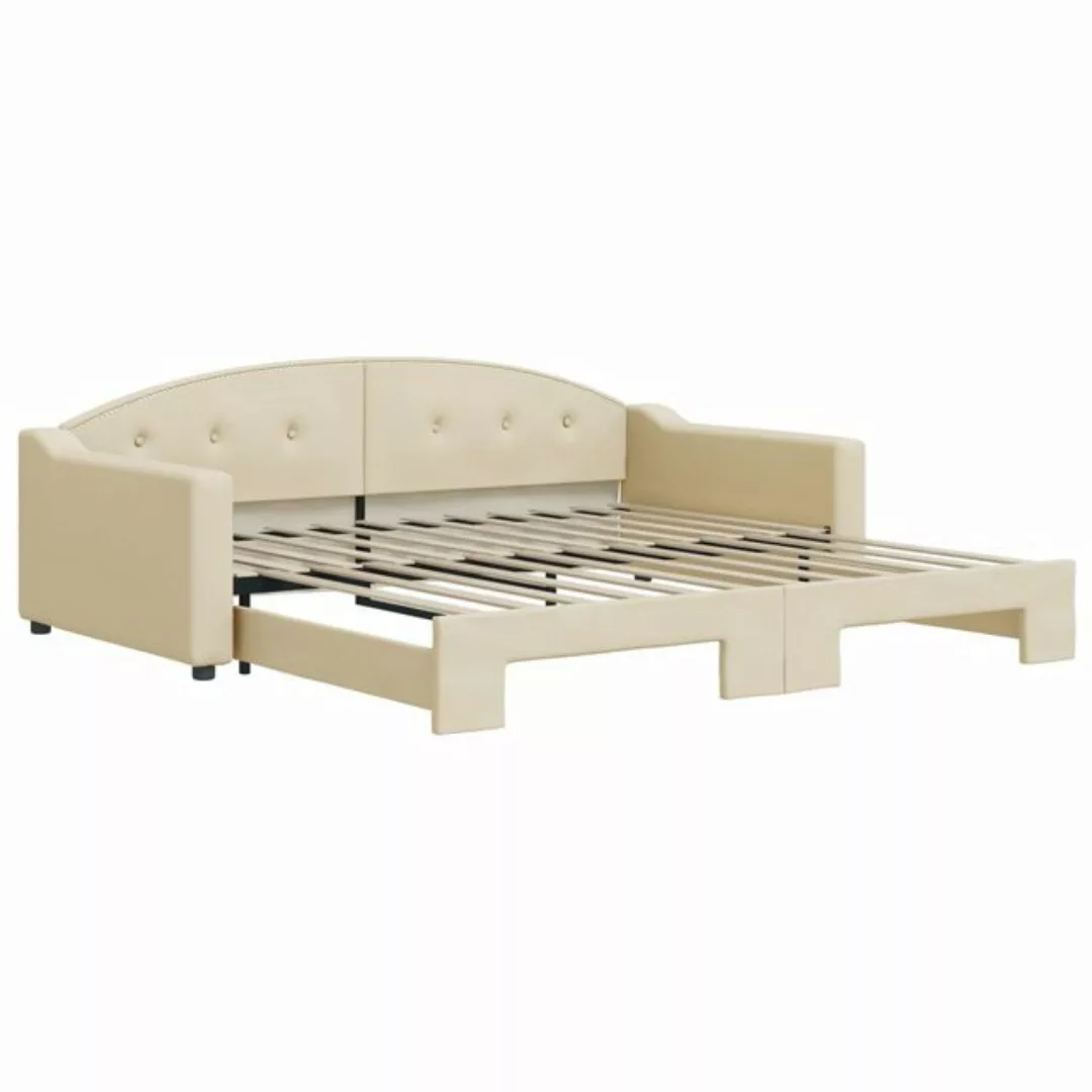 vidaXL Gästebett Gästebett Tagesbett Ausziehbar Creme 100x200 cm Stoff Bett günstig online kaufen