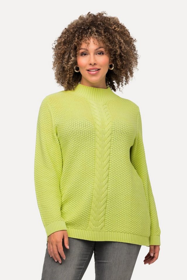 Ulla Popken Strickpullover Pullover Strukturstrick Zopfmuster Rundhals günstig online kaufen