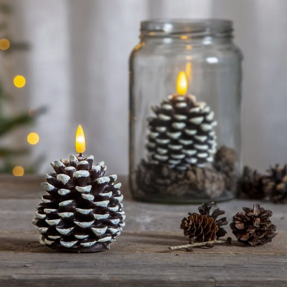 LED Wachskerze Flamme Cone in Braun und Weiß 0,03W günstig online kaufen