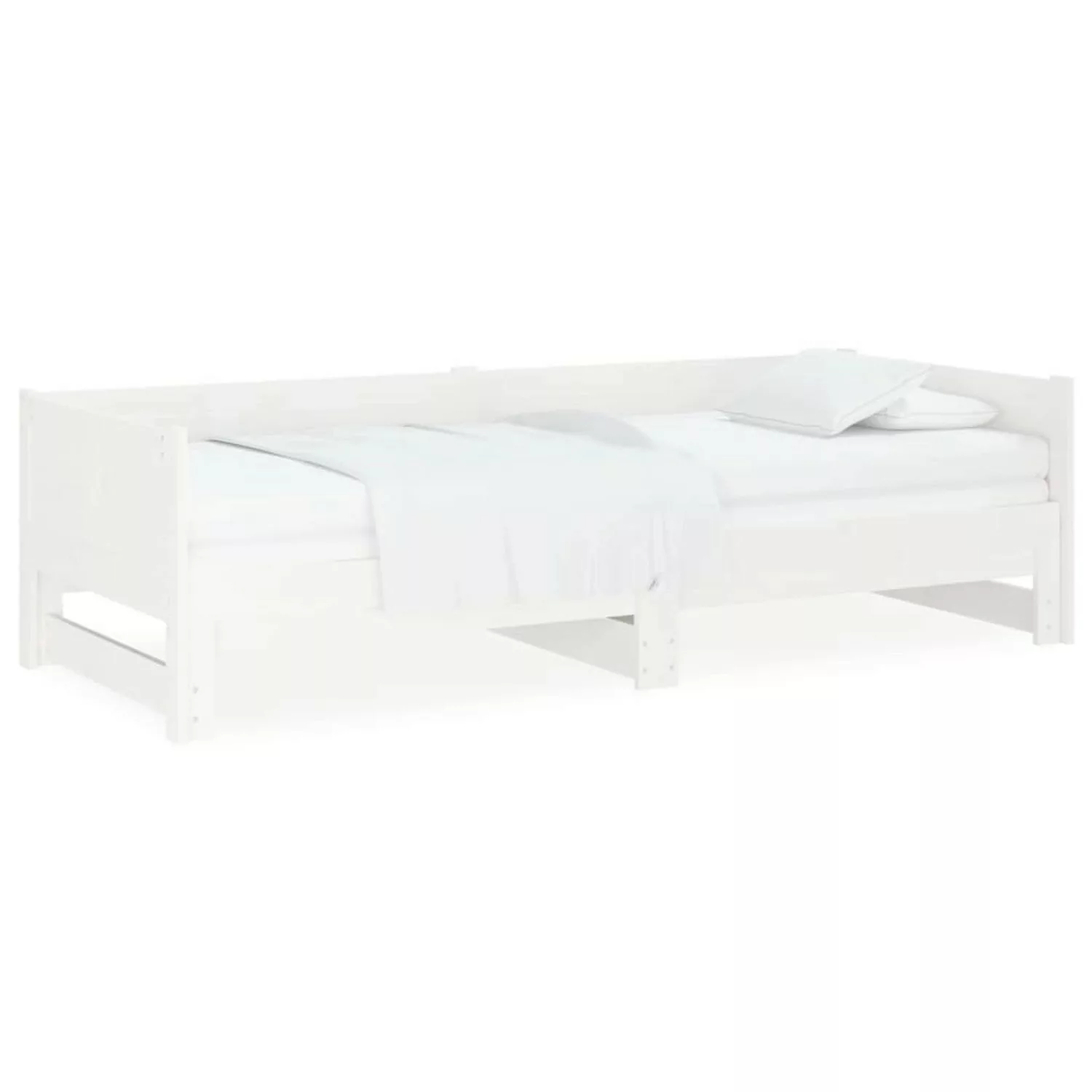 vidaXL Gästebett Ausziehbares Tagesbett Gästebett Weiß Massivholz Kiefer 2x günstig online kaufen