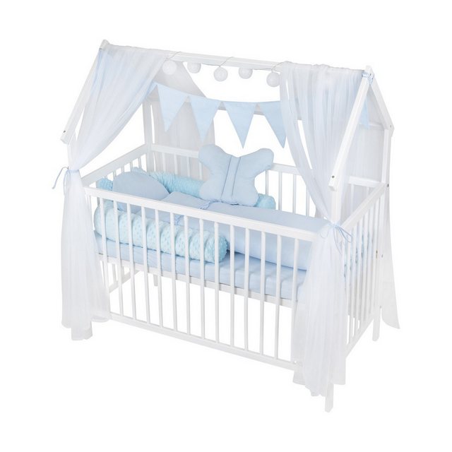 Babyhafen Hausbett Babybett ROYAL Blau 60x120 Matratze Komplettbett Minky B günstig online kaufen