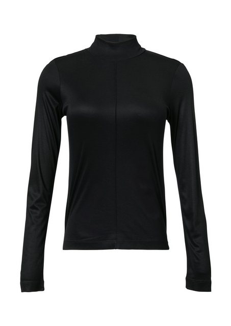 Comma Langarmshirt Gemustertes Mesh-Shirt mit Raffungsdetails günstig online kaufen