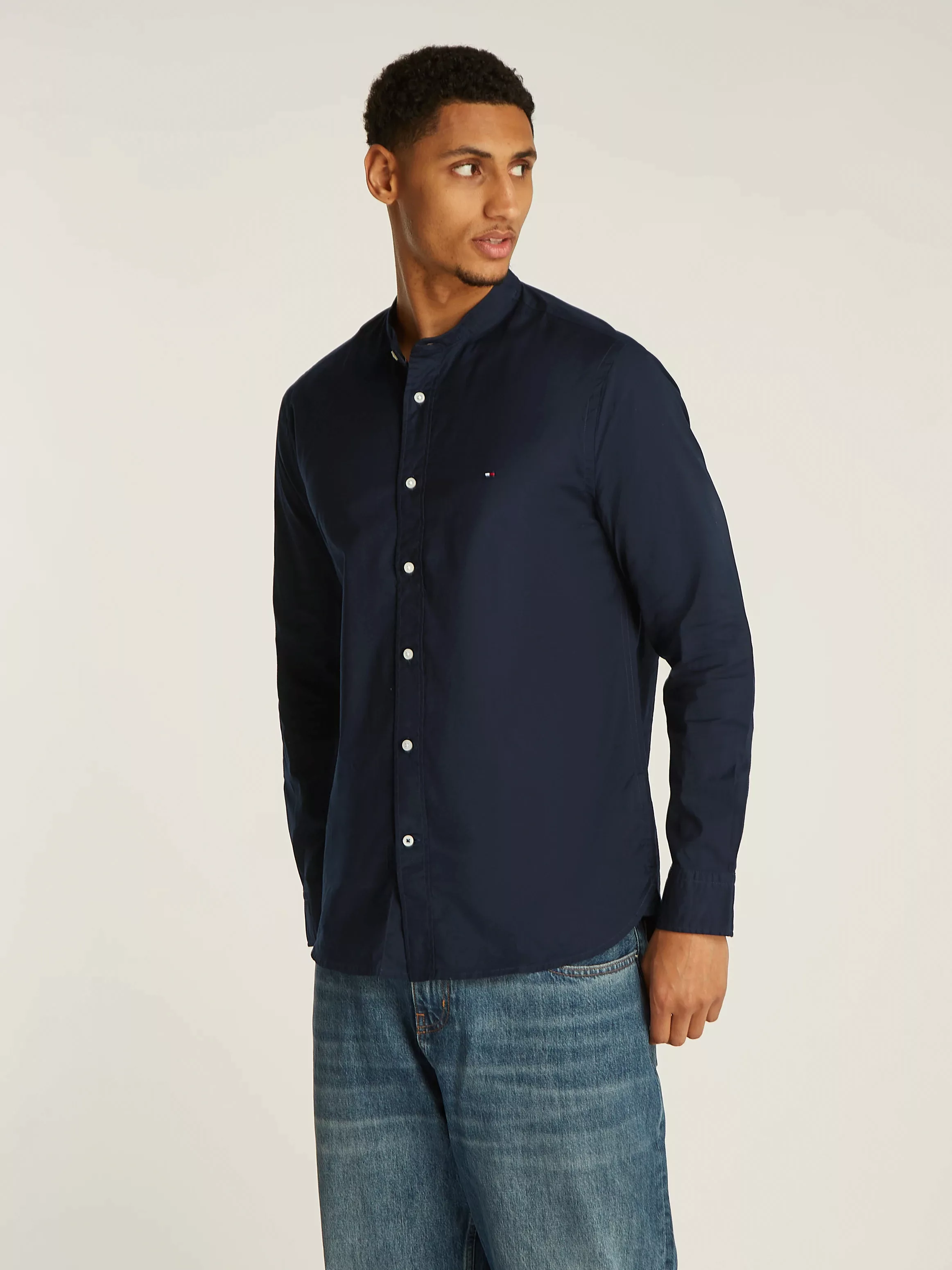 Tommy Hilfiger Langarmhemd NATURAL SOFT SOLID MAO RF SHIRT mit Tommy Hilfig günstig online kaufen