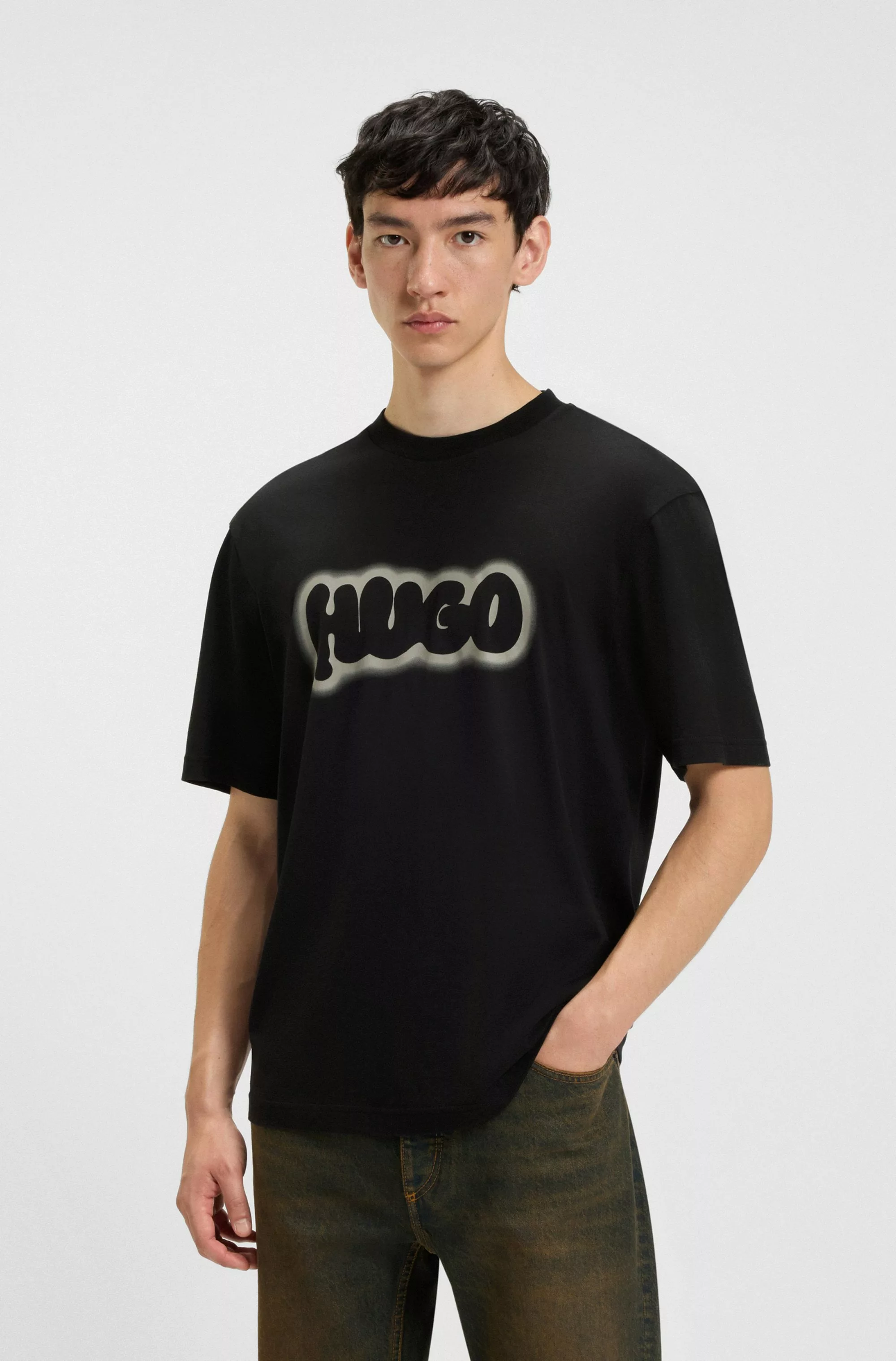 HUGO Blue T-Shirt "Nulibax", Rundhalsausschnitt, regular fit, Logoprint günstig online kaufen