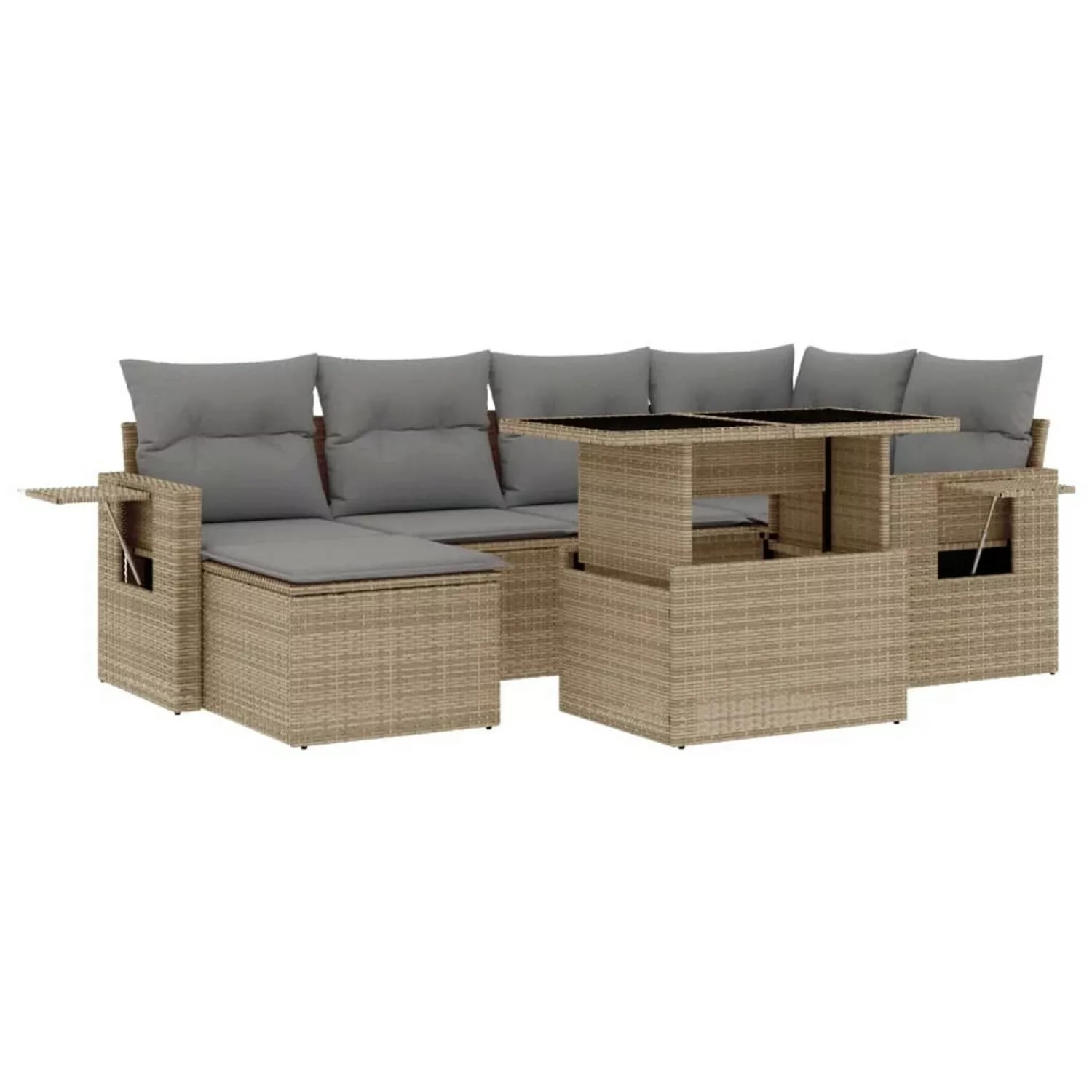 vidaXL 7-tlg Garten-Sofagarnitur mit Kissen Beige Poly Rattan Modell 339 günstig online kaufen