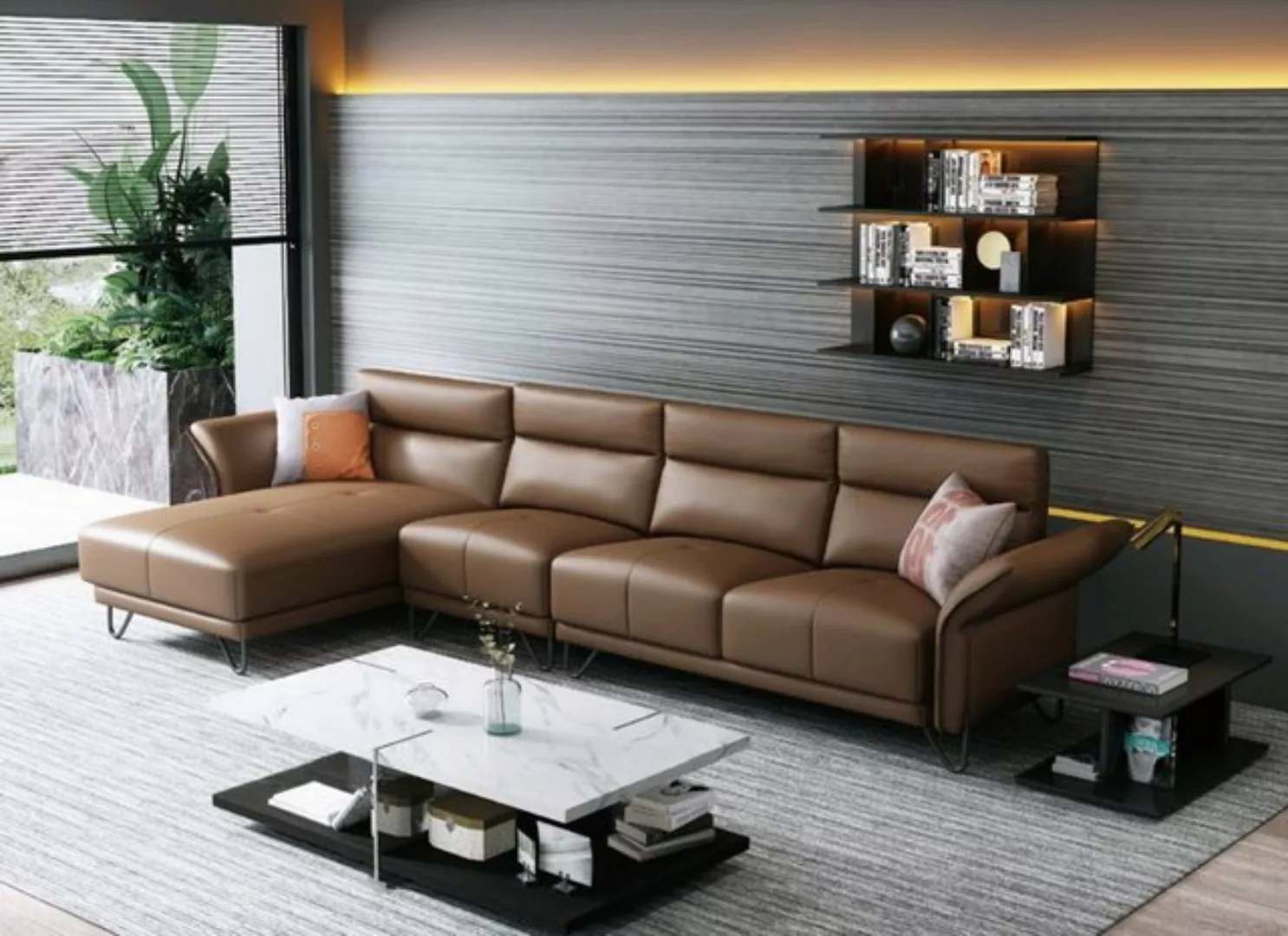 JVmoebel Ecksofa Moderne Wohnlandschaft Ecksofa Couch Polster Leder, Made i günstig online kaufen