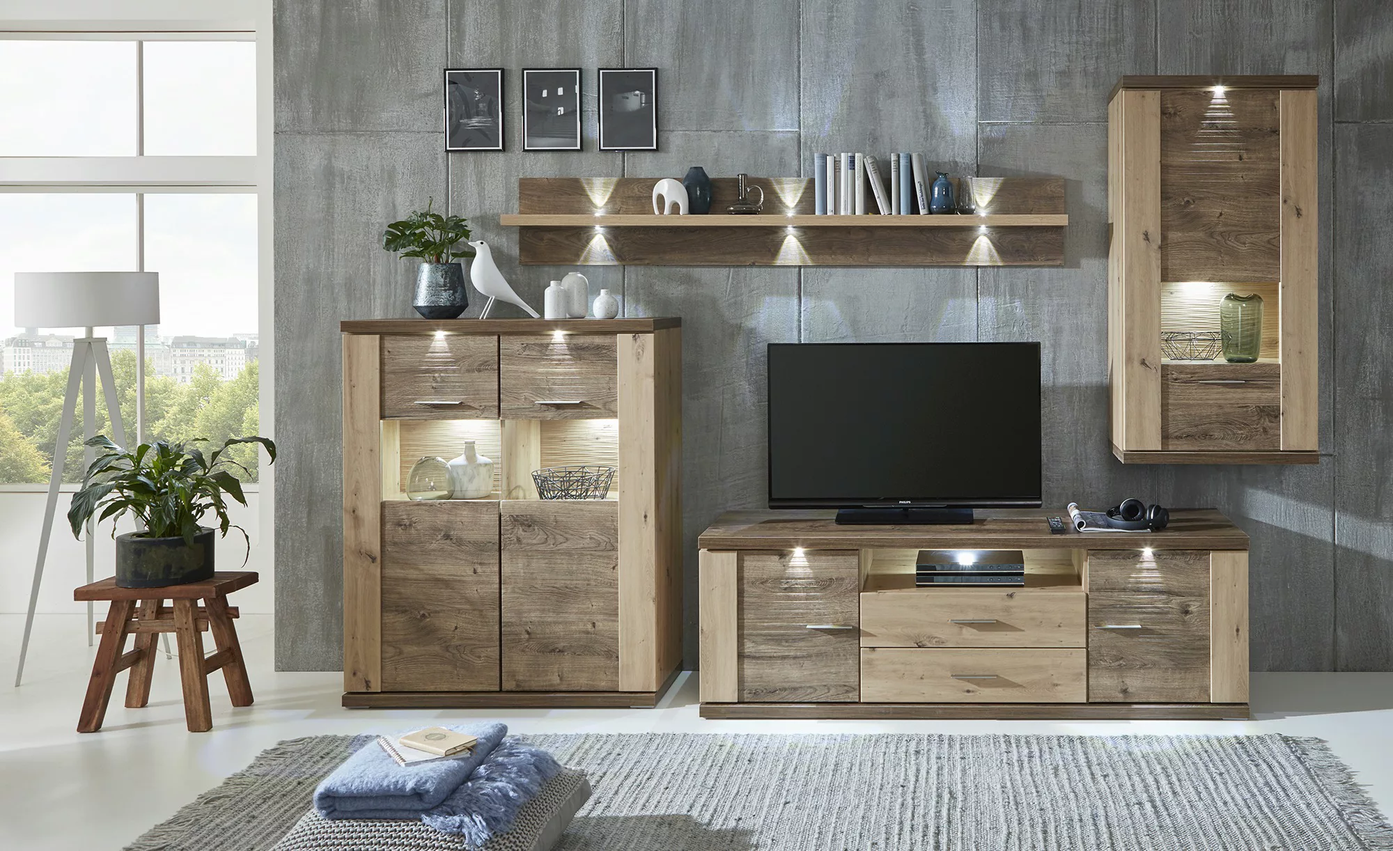 uno Wohnwand  Titan ¦ holzfarben ¦ Maße (cm): B: 325 H: 201 T: 52 Wohnwände günstig online kaufen