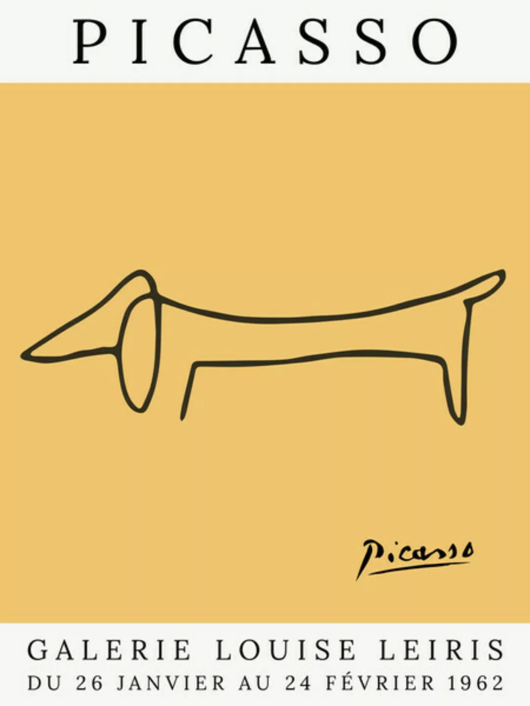 Poster / Leinwandbild - Picasso Hund – Gelb günstig online kaufen
