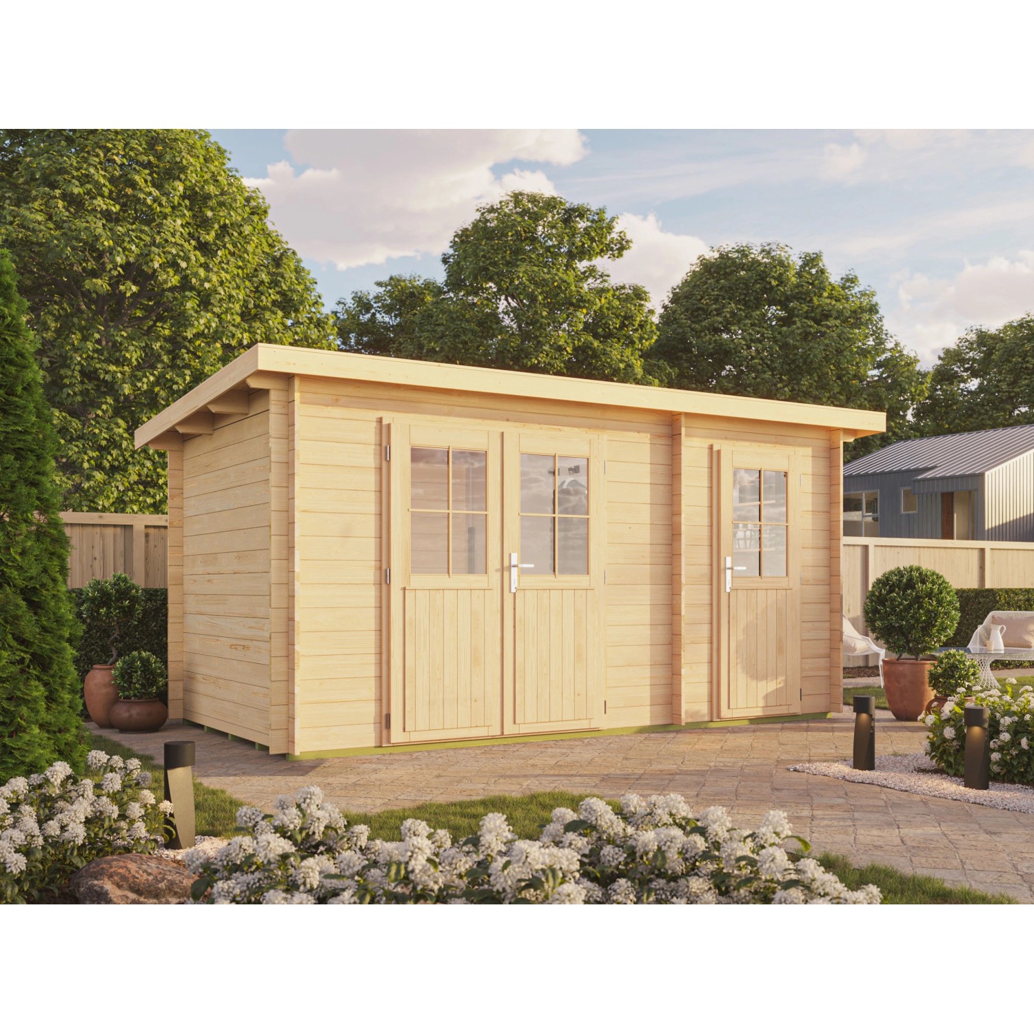Fjordholz Pultdach Gartenhaus Modell Ezra 2H Farblos Imprägniert günstig online kaufen