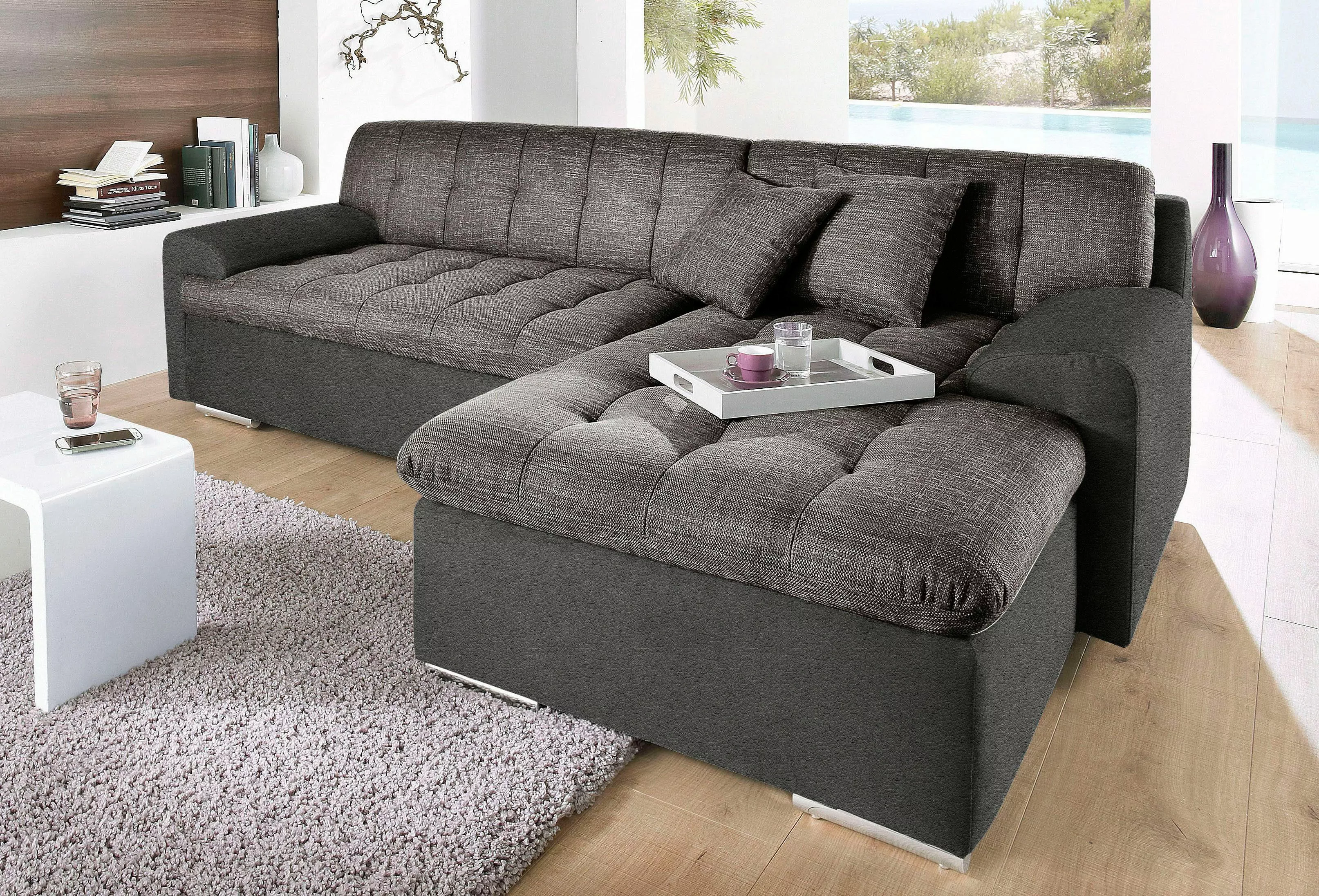 TRENDMANUFAKTUR Ecksofa Reggae, modern und bequem, aktueller Materialmix, L günstig online kaufen