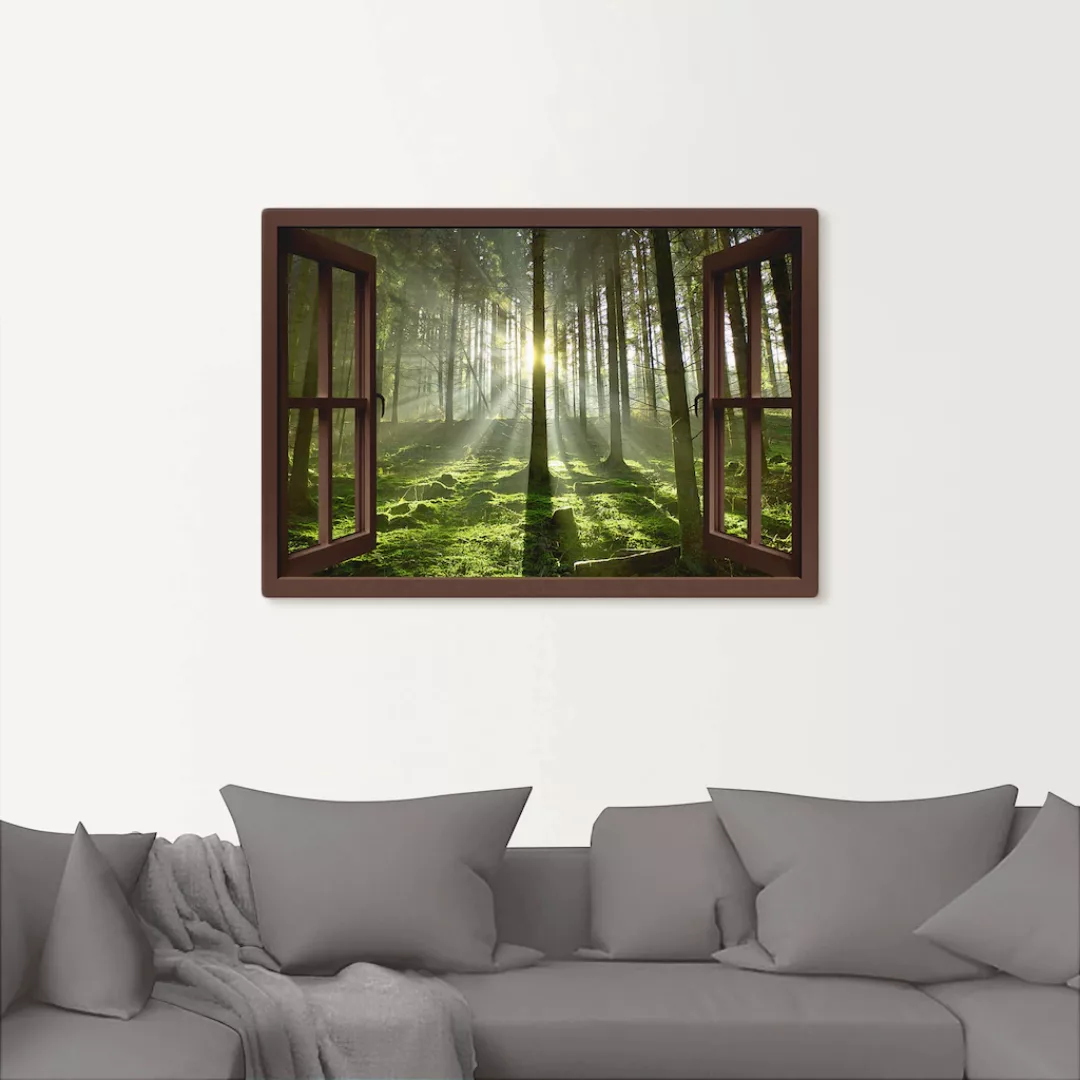 Artland Leinwandbild »Fensterblick - Wald im Gegenlicht, braun«, Fensterbli günstig online kaufen