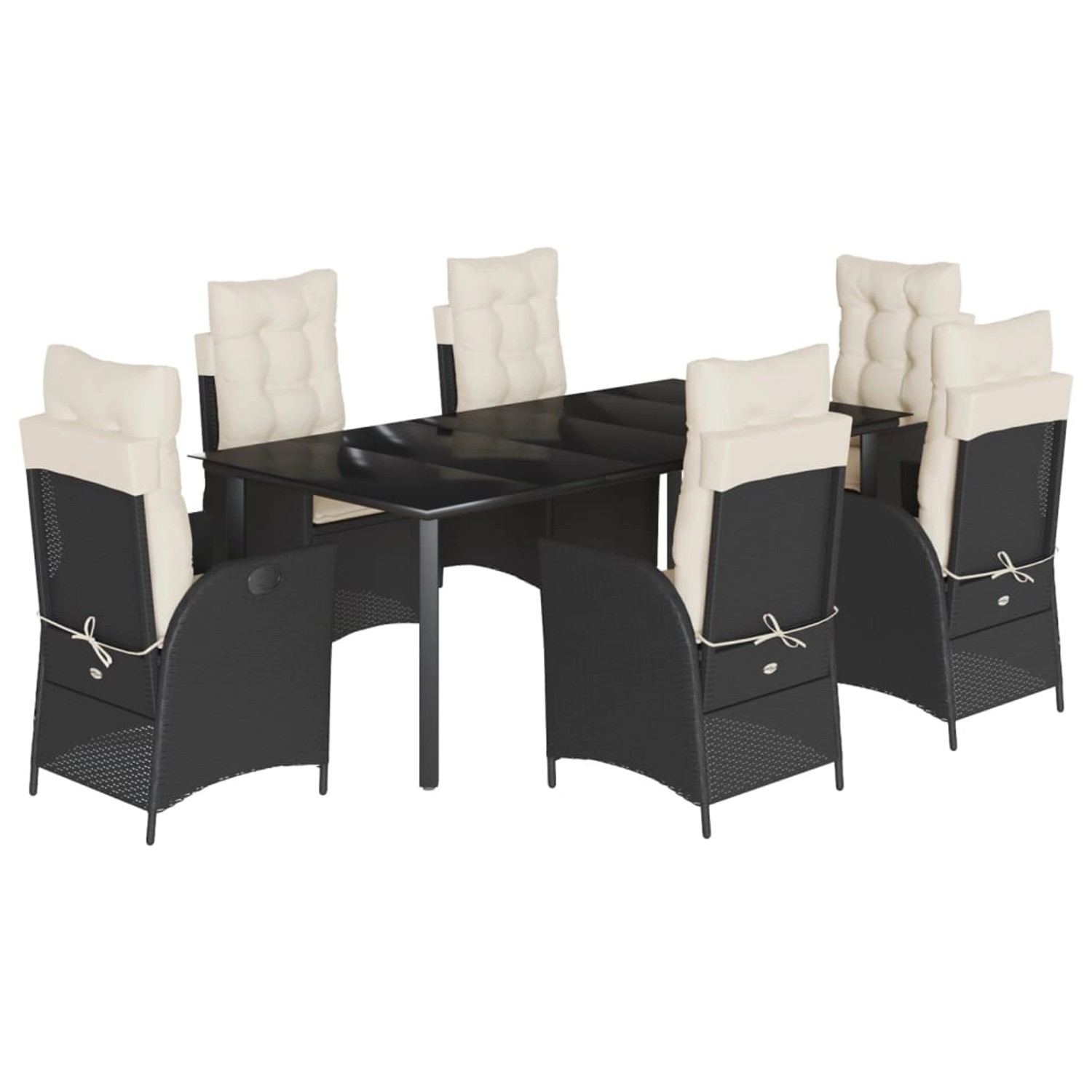 vidaXL 7-Tlg Garten-Essgruppe mit Kissen Schwarz Poly Rattan 3213171 günstig online kaufen