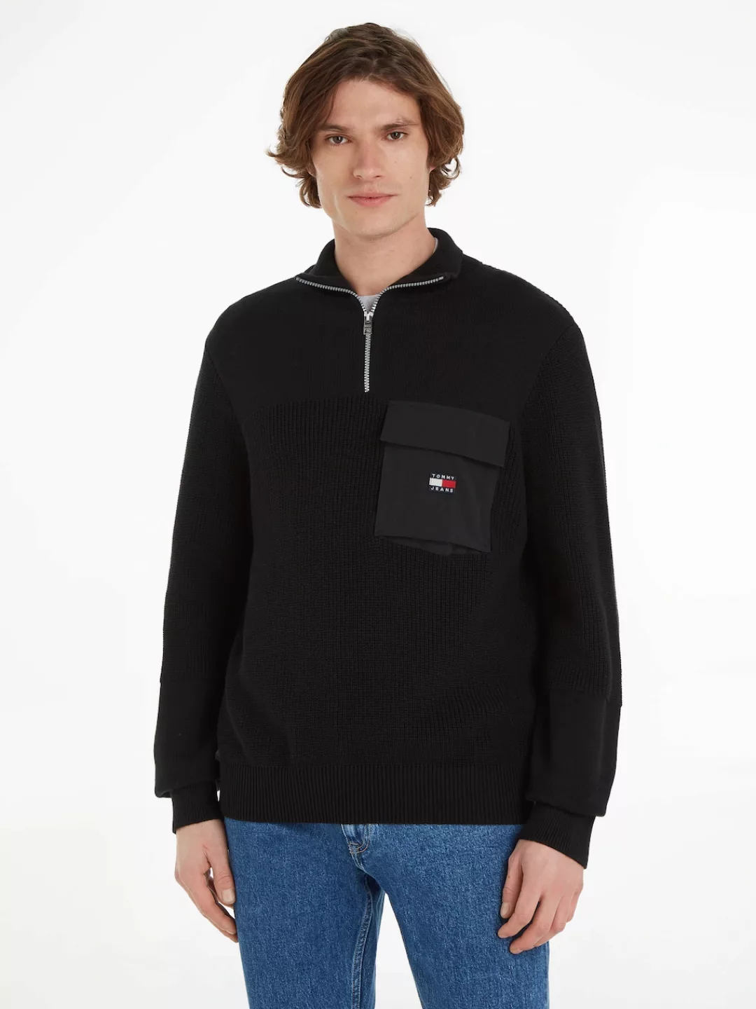 Tommy Jeans Troyer TJM REG MIX FABRIC TECH SWEATER günstig online kaufen