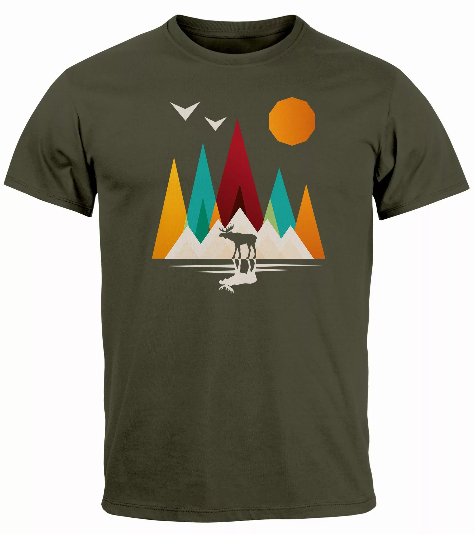 Neverless Print-Shirt Herren T-Shirt Berge Elch günstig online kaufen