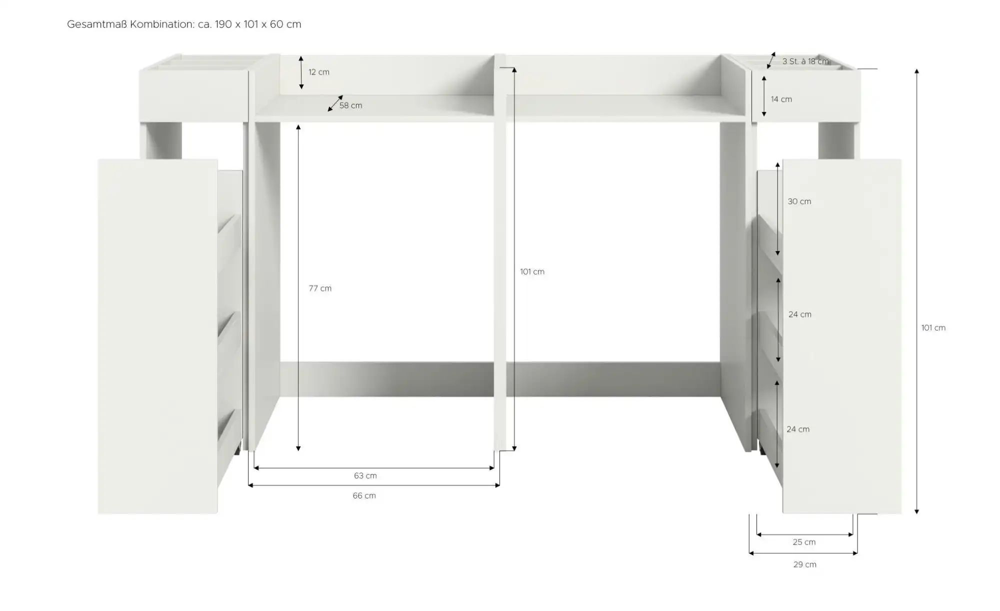 Waschmaschinenschrank  Frillensee ¦ weiß ¦ Maße (cm): B: 190 H: 101 Regale günstig online kaufen