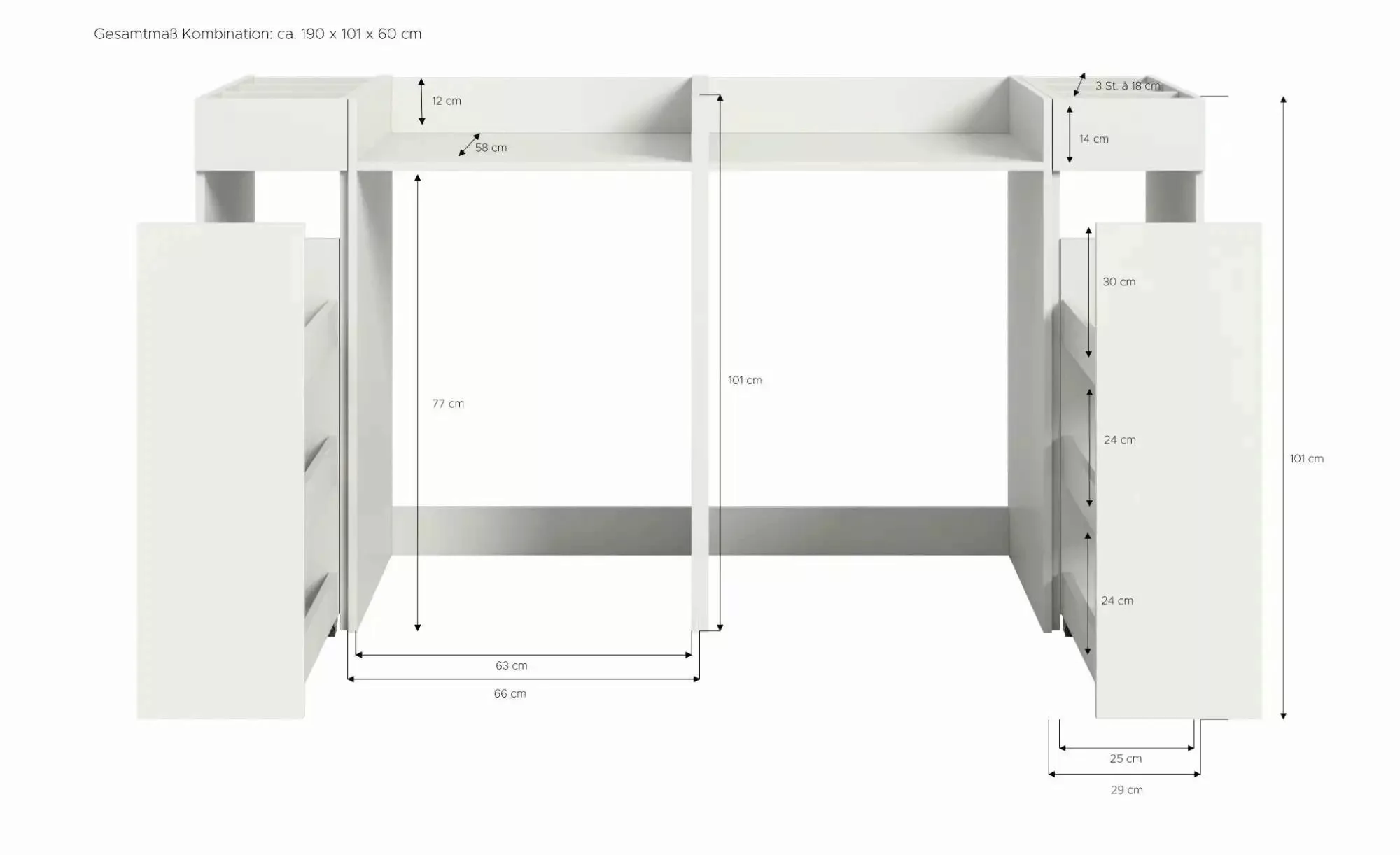 Waschmaschinenschrank  Frillensee ¦ weiß ¦ Maße (cm): B: 190 H: 101 Regale günstig online kaufen