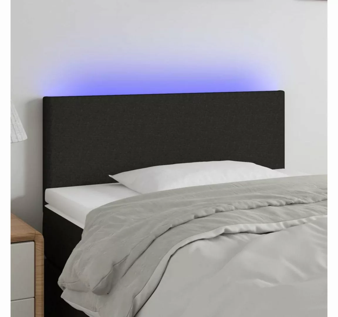 vidaXL Bett, LED Kopfteil Schwarz 90x5x78/88 cm Stoff günstig online kaufen