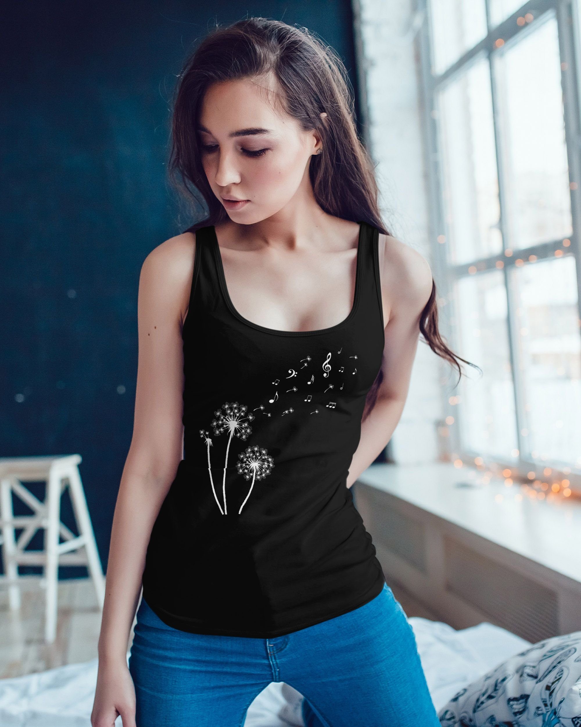 Neverless Tanktop Damen Tank-Top Pusteblume Musiknoten günstig online kaufen