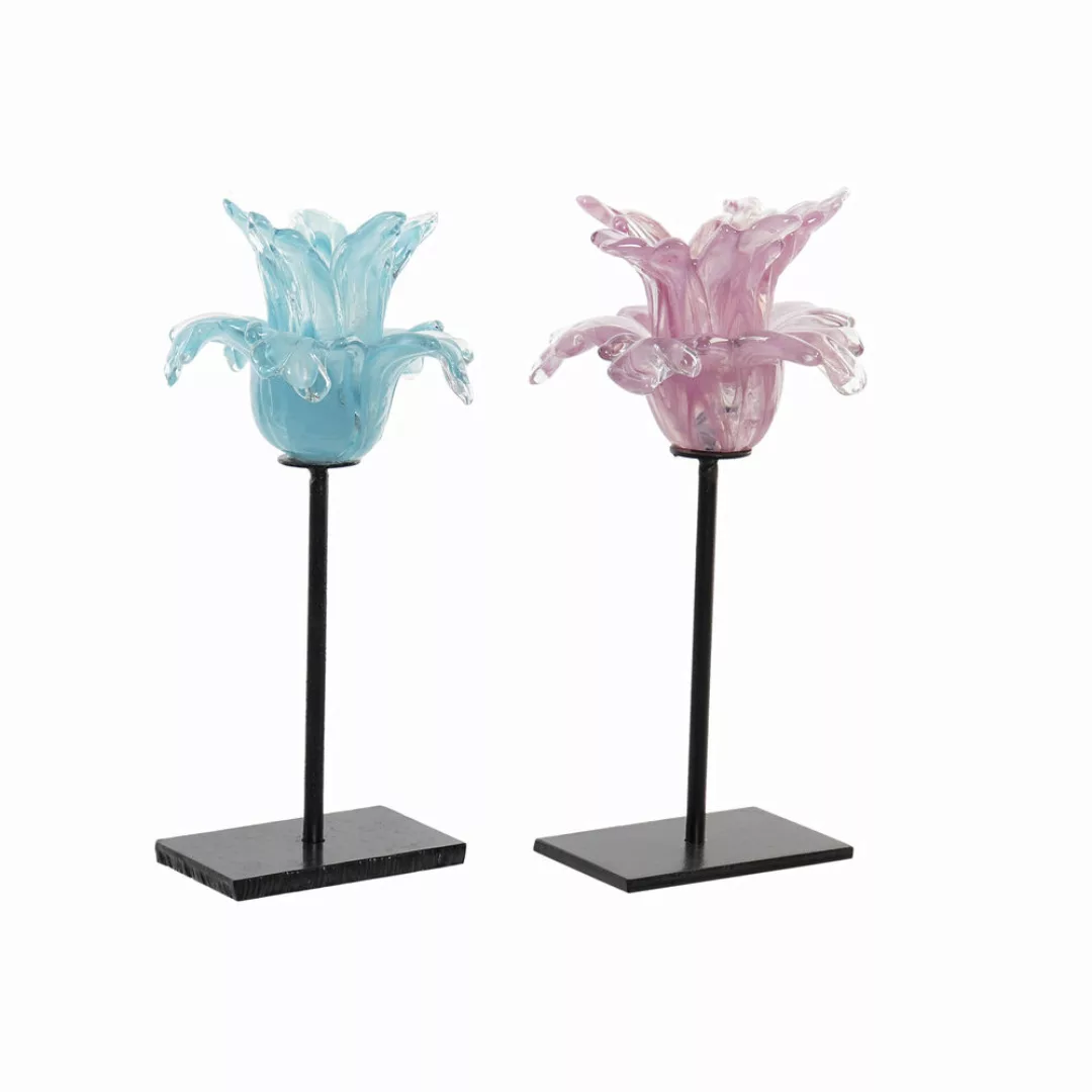 Kerzenschale Dkd Home Decor Metall Kristall Blume (12 X 12 X 24 Cm) (2 Pcs) günstig online kaufen