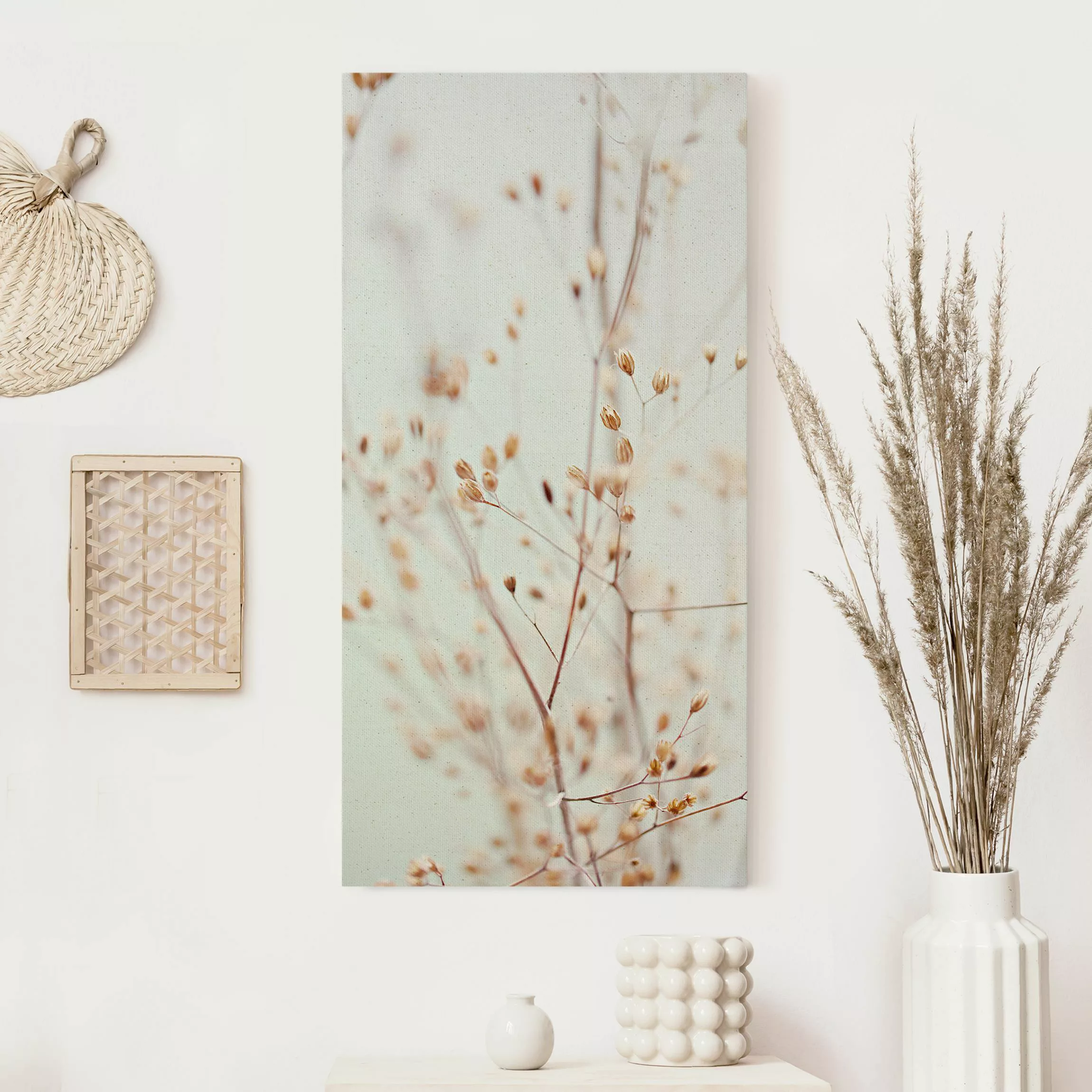 Leinwandbild auf Naturcanvas Pastellknospen am Wildblumenzweig günstig online kaufen