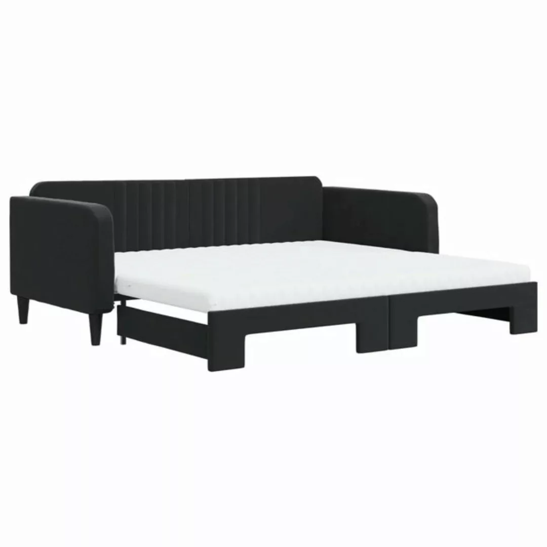 vidaXL Bett Tagesbett Ausziehbar mit Matratzen Schwarz 100x200 cm Samt günstig online kaufen