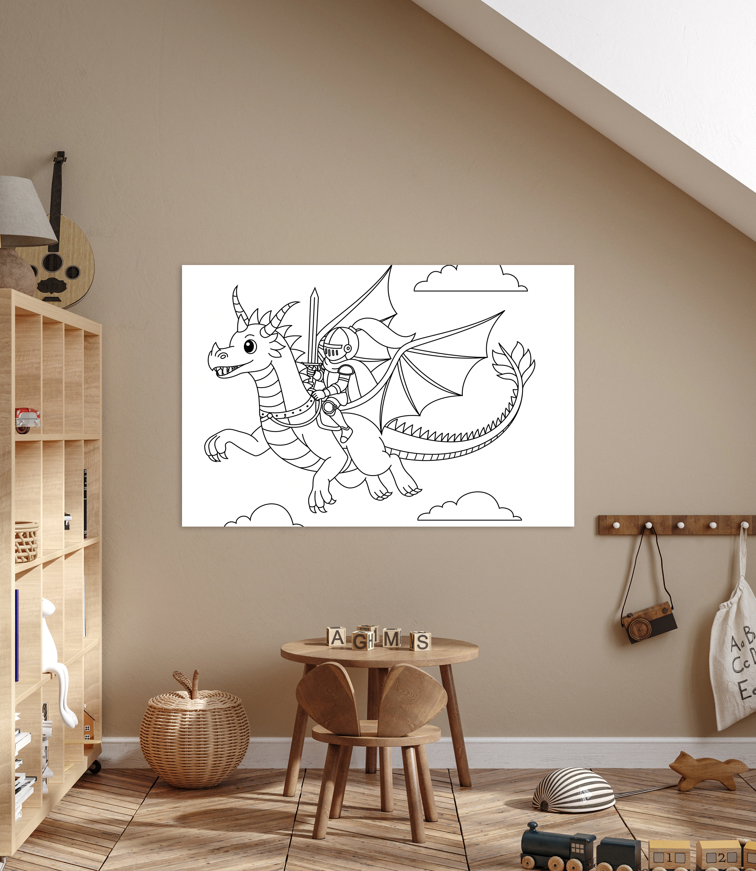 queence Bild "Fliegender Drache & Ritter", Drachen-Figuren-klassische Fanta günstig online kaufen