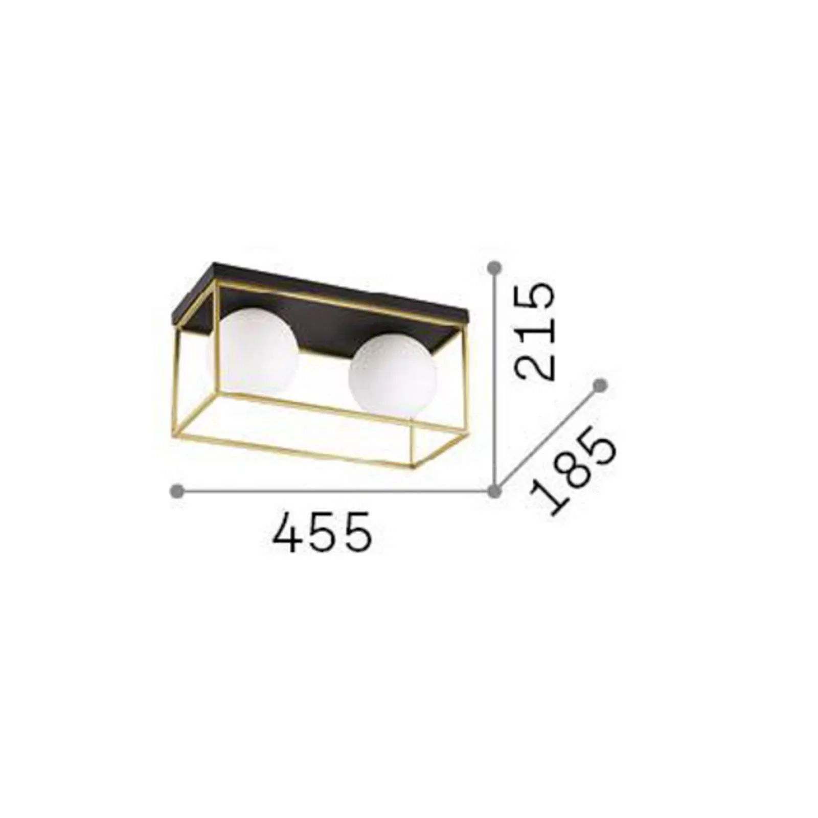 Ideal Lux Deckenlampe Lingotto, 2-flammig, schwarz, Opalglas günstig online kaufen