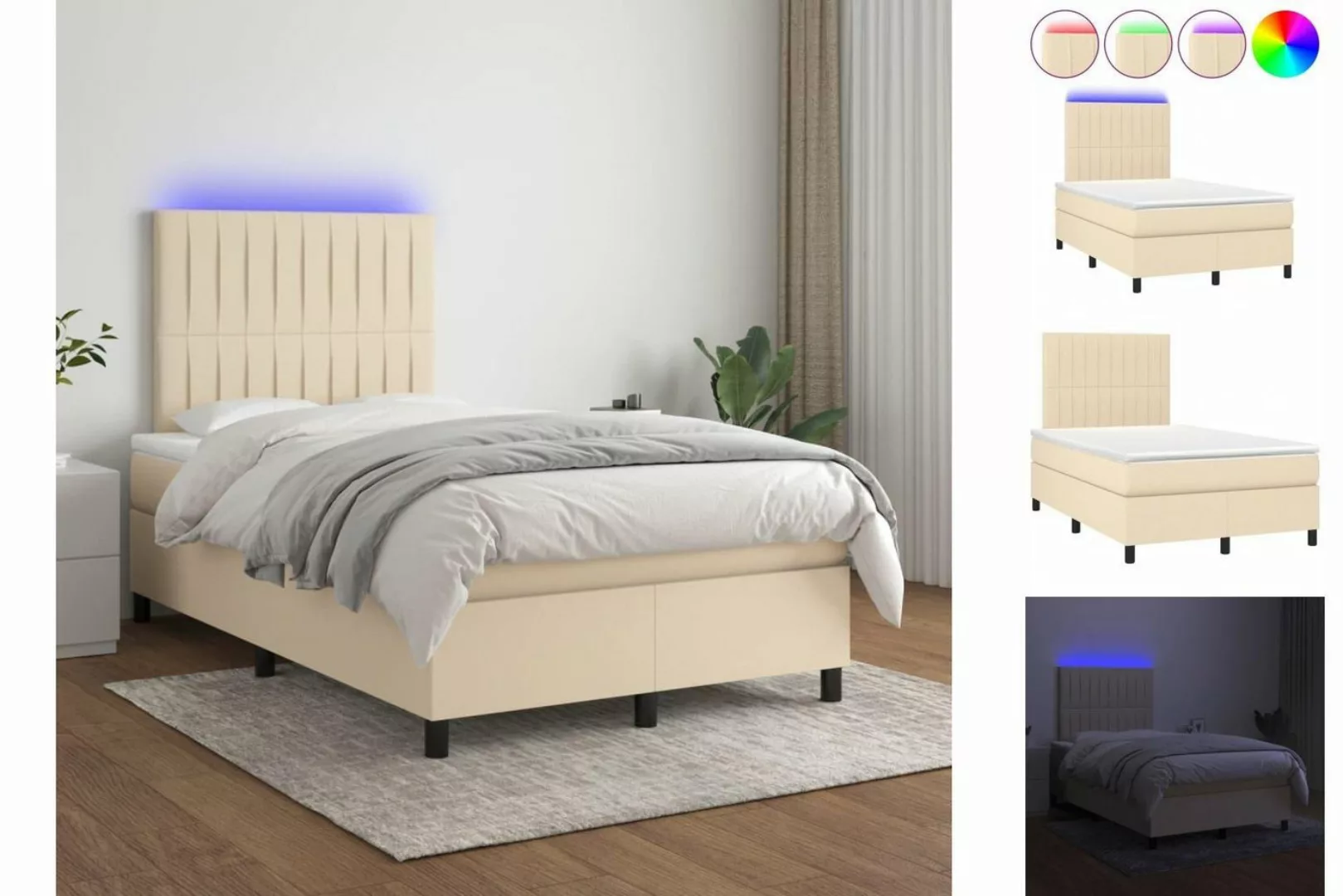 vidaXL Boxspringbett Bett Boxspringbett mit Matratze & LED Stoff (120 x 200 günstig online kaufen