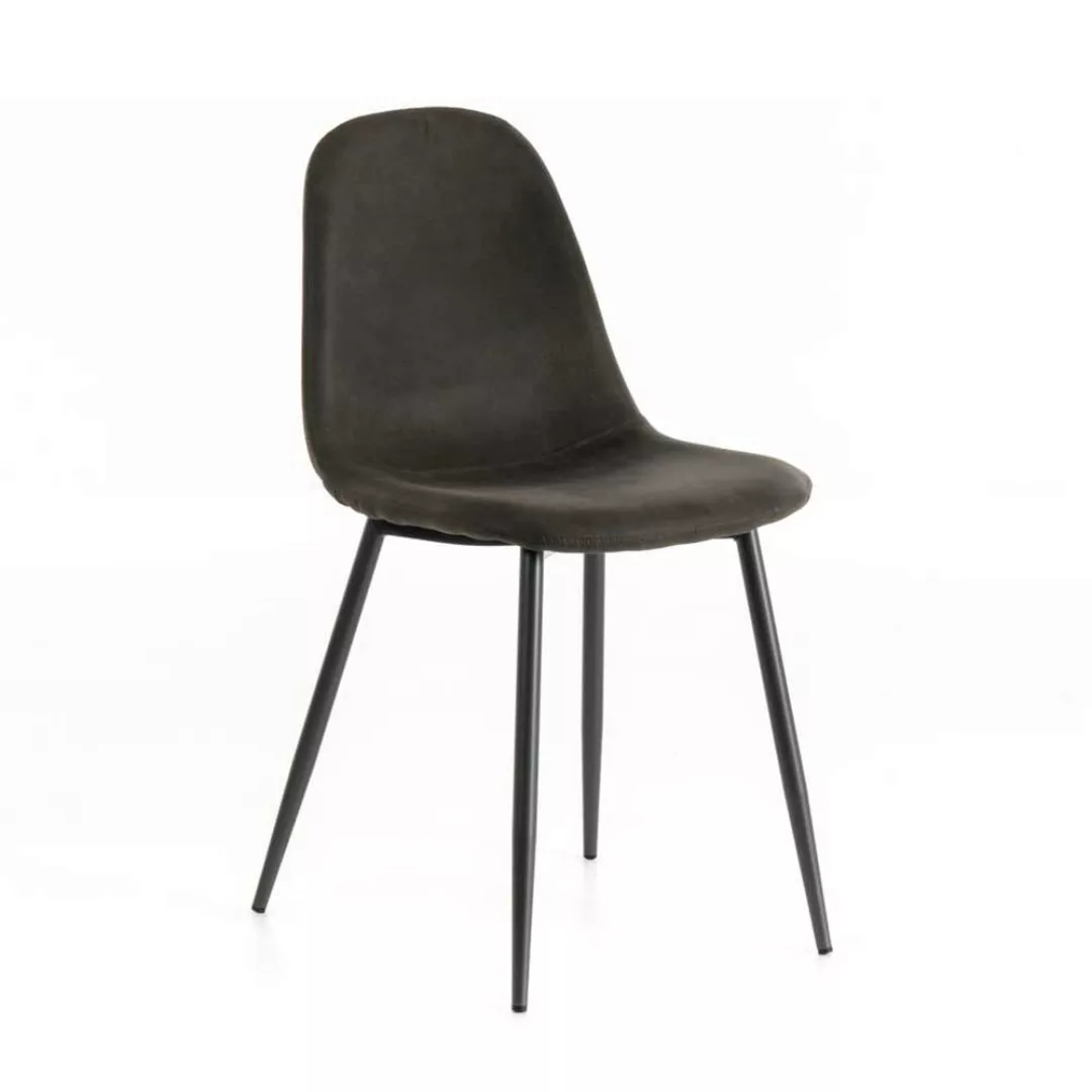 Esstisch Stühle mit Schalensitz Dunkelgrau Kunstleder (4er Set) günstig online kaufen