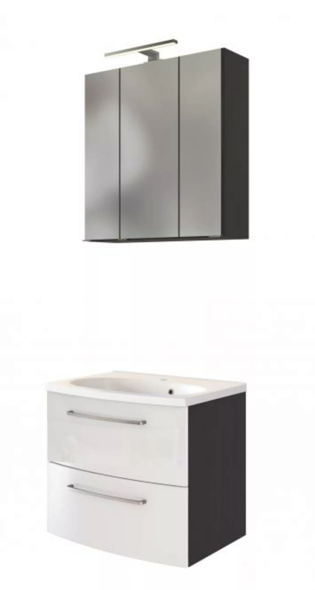 Waschtisch-Set 60 GENUA von Held Möbel Graphitgrau / Weiß hochglanz günstig online kaufen