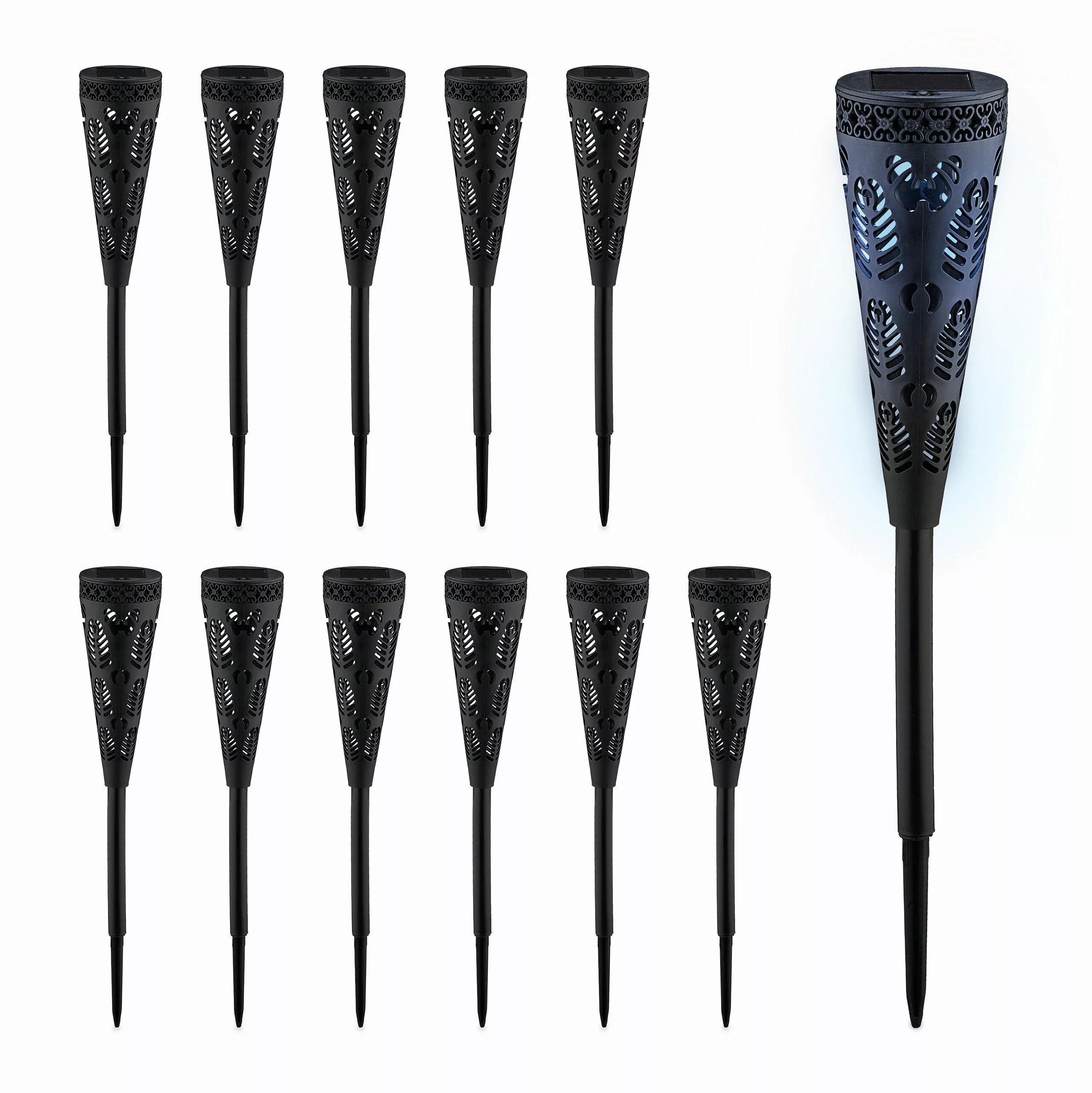 relaxdays LED Solarleuchte Solarlampen-Set mit Lichteffekt, günstig online kaufen