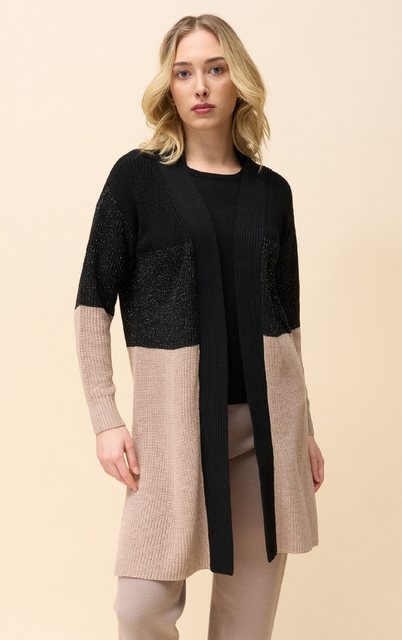 Passioni Cardigan in Schwarz, Glitzergarn und Kamelfarbblock günstig online kaufen