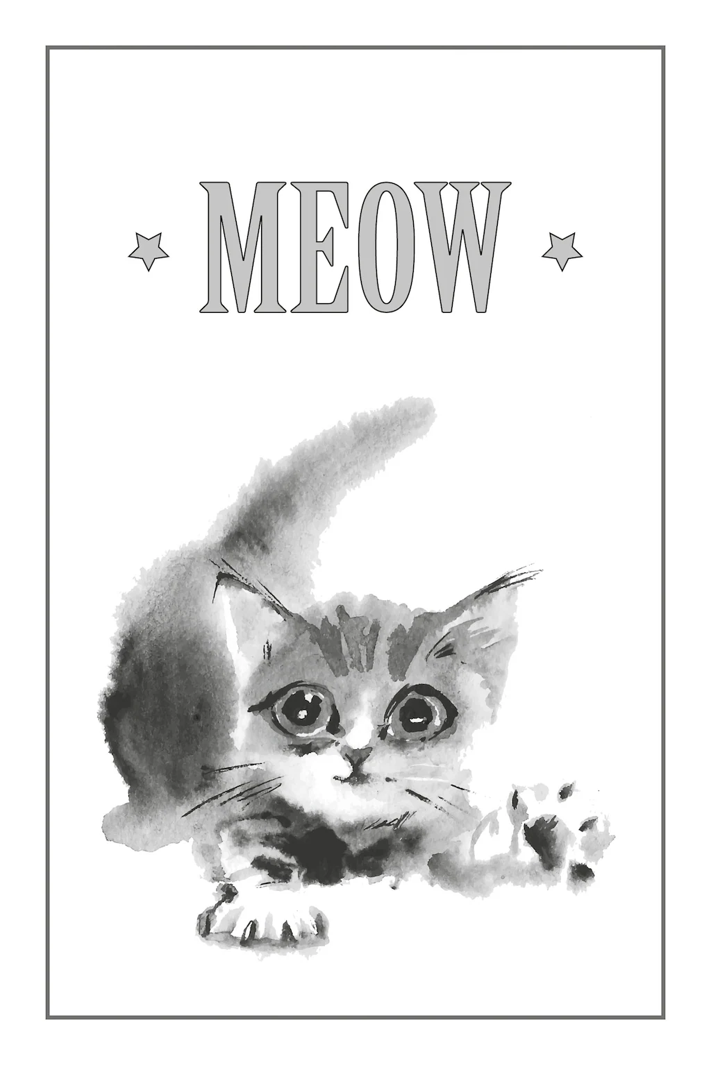 queence Leinwandbild "Katze MEOW", Kunst-Modern-Schriftzug-Tiere-Katze-Katz günstig online kaufen