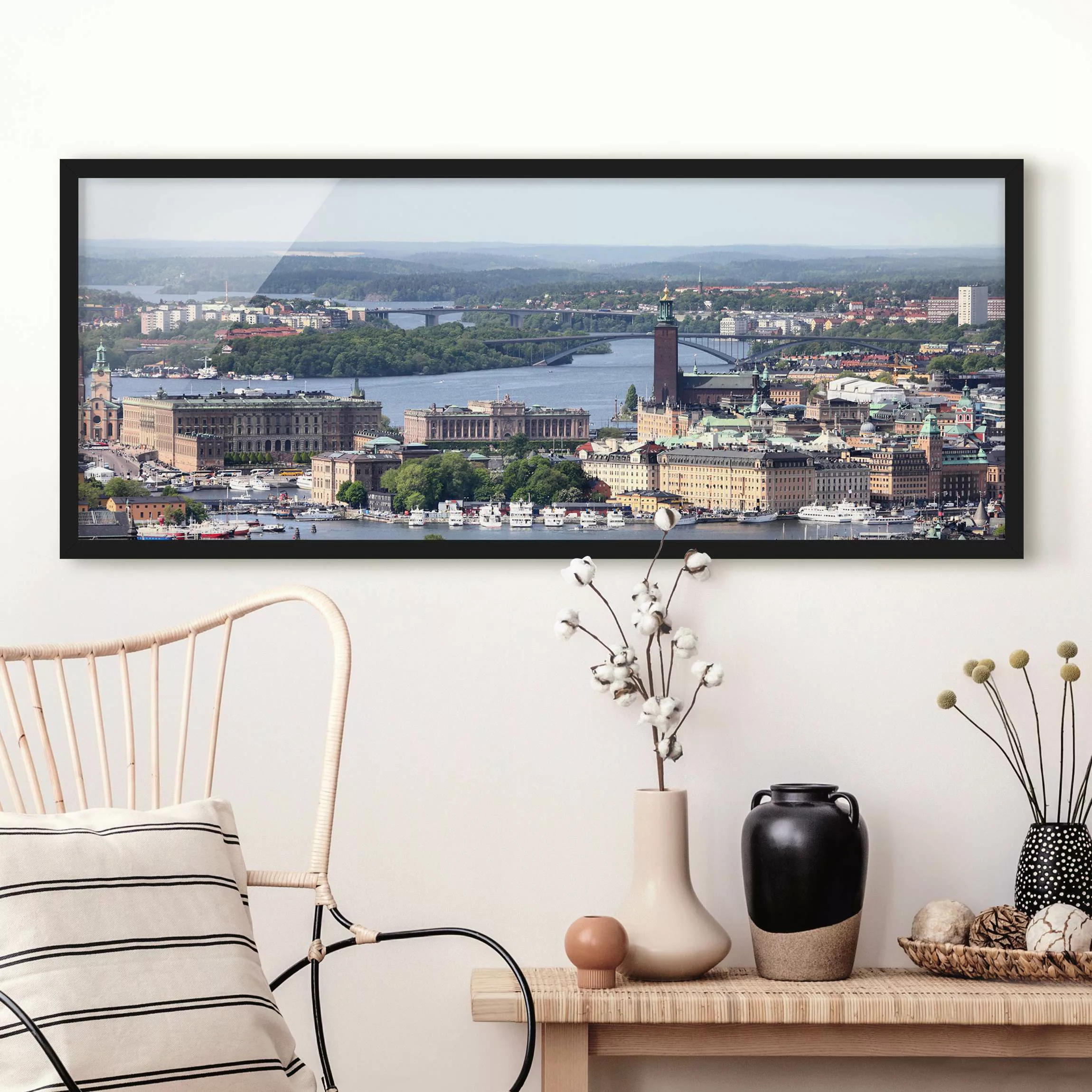 Bild mit Rahmen - Panorama Stockholm City günstig online kaufen