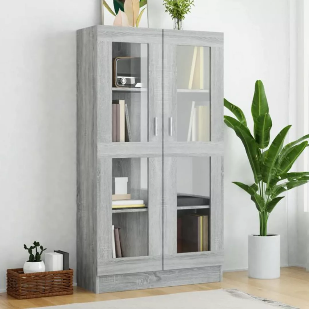 vidaXL Vitrine Vitrinenschrank Grau Sonoma 82,5x30,5x150 cm Spanplatte Glas günstig online kaufen