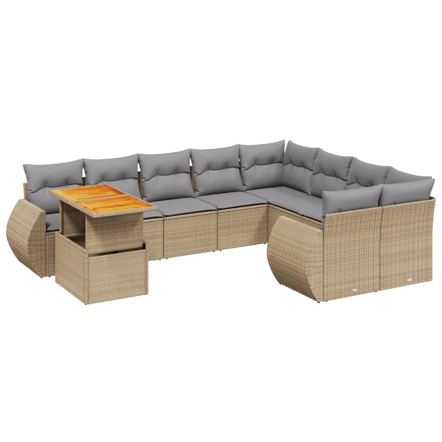 vidaXL 10-Tlg Garten-Sofagarnitur mit Kissen Beige Poly Rattan 3272361 günstig online kaufen