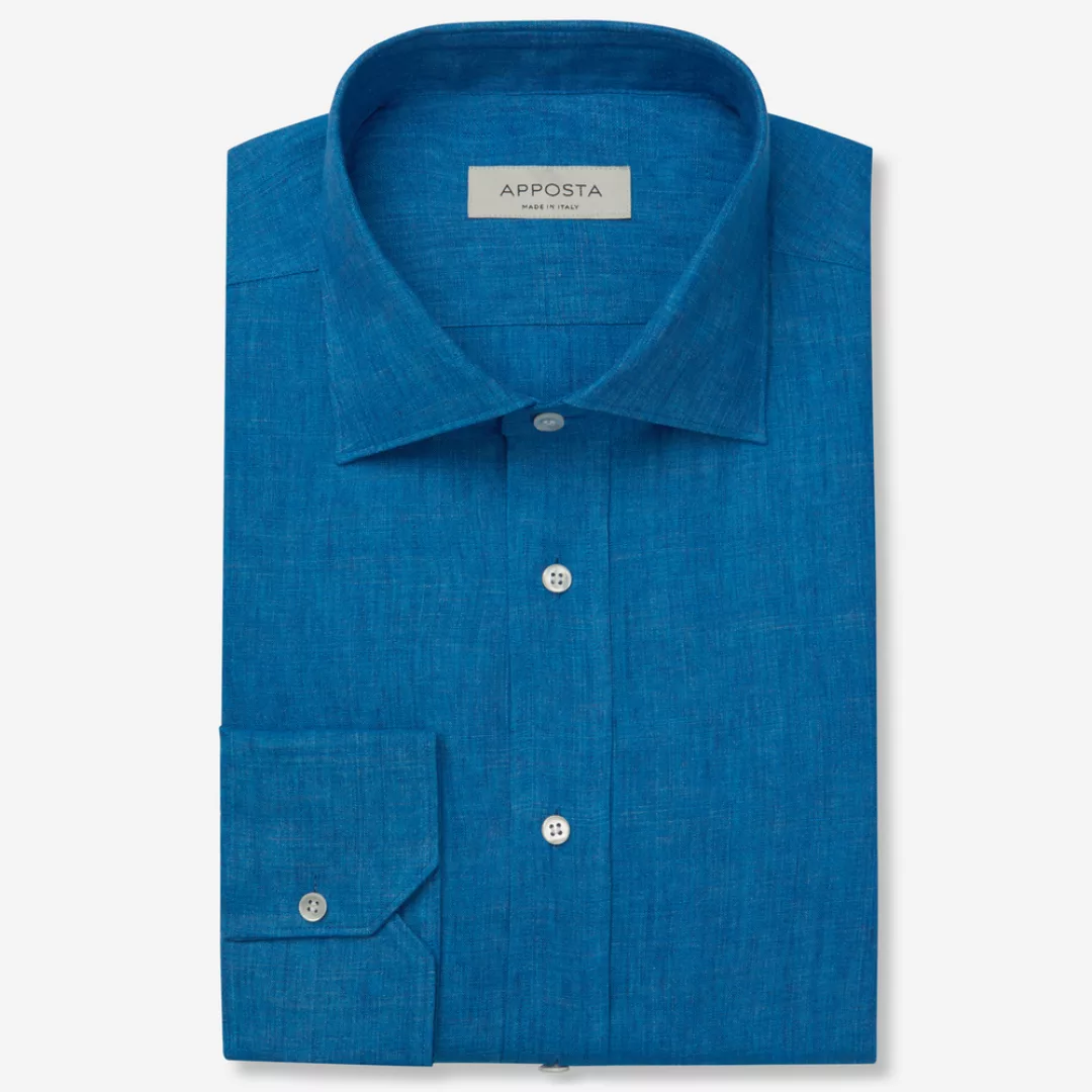 Hemd  einfarbig  marineblau leinen zefir italian leinen, kragenform  halb-g günstig online kaufen