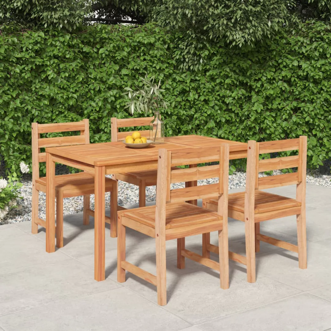 Vidaxl 5-tlg. Garten-essgruppe Massivholz Teak günstig online kaufen