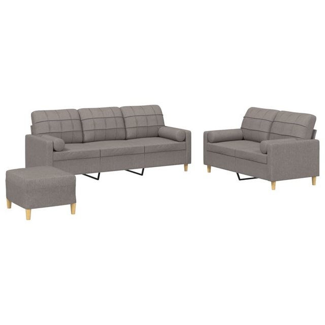 vidaXL Sofa Sofagarnitur mit Kissen Stoff, mit Zierkissen + Fußhocker, Taup günstig online kaufen