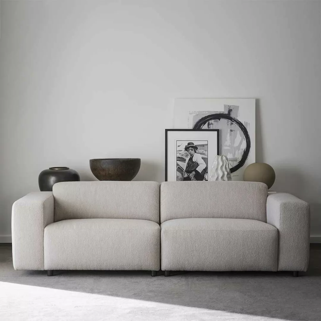 Dreisitzer Couch modern in Cremefarben - Boucle Stoff 236 cm breit günstig online kaufen
