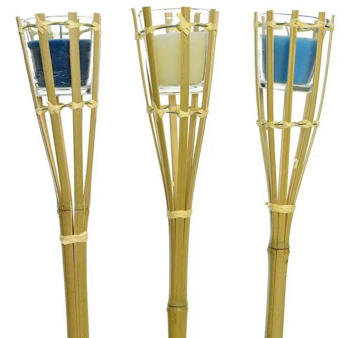 3 Gartenfackeln Bambus Citronella Kerze im Glas Gartenkerzen Bambusfackel 1 günstig online kaufen