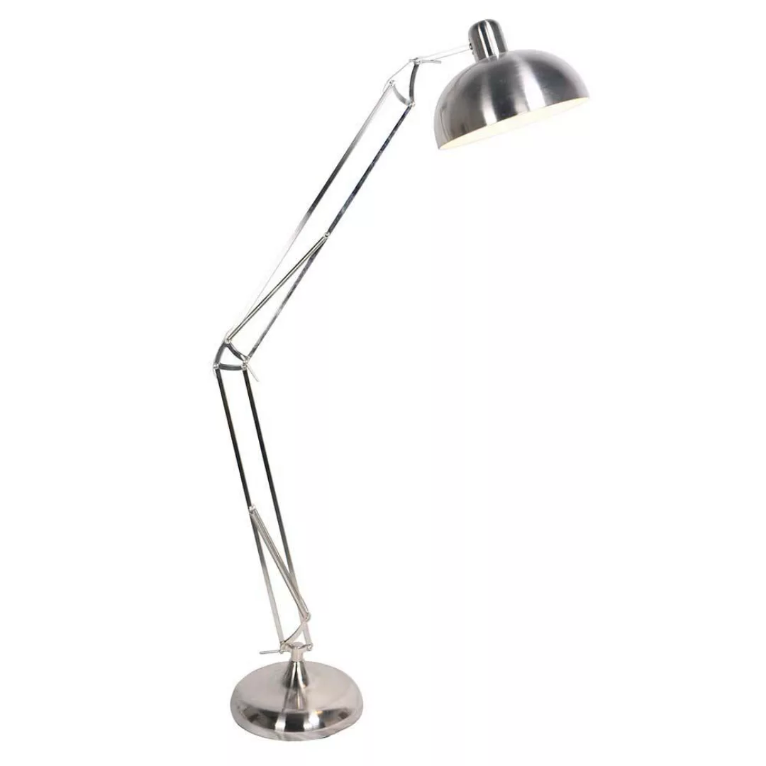 Retrostil Stehlampe in Silberfarben Stahl günstig online kaufen