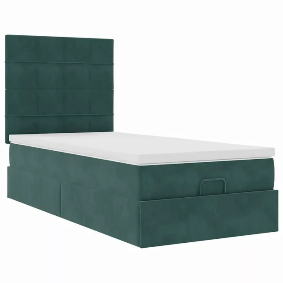 vidaXL Bett Ottoman-Bett mit Matratzen Dunkelgrün 80x200 cm Samt günstig online kaufen