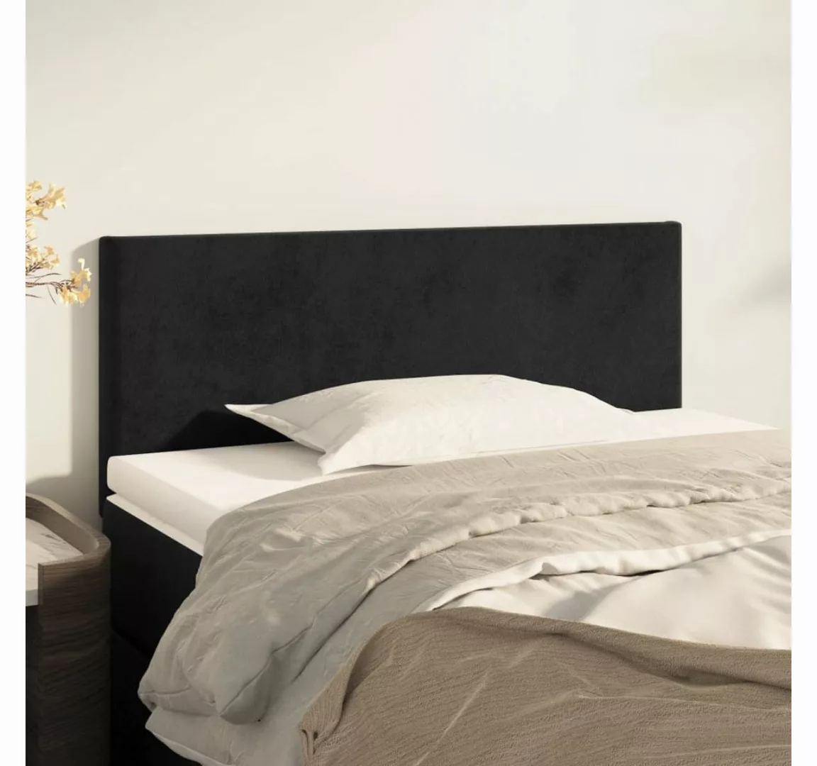 vidaXL Bett, Kopfteil Schwarz 90x5x78/88 cm Samt günstig online kaufen