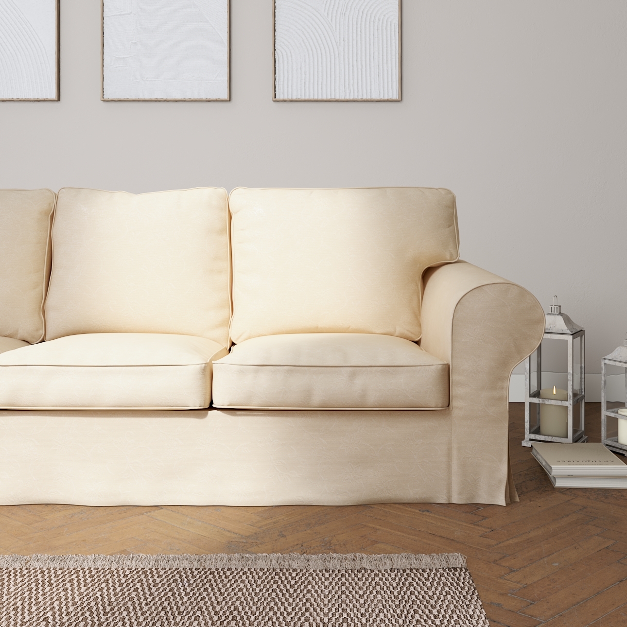 Bezug für Ektorp 3-Sitzer Sofa nicht ausklappbar, ecru, Sofabezug für Ektor günstig online kaufen