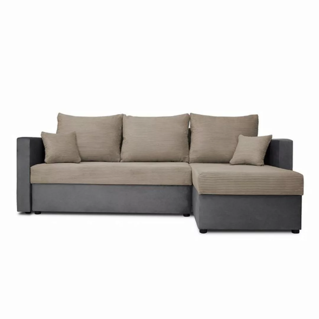 VitaliSpa® Ecksofa, Dunkelgrau/Hellgrau, 224 x 144 cm mit Bettkasten, Bezug günstig online kaufen