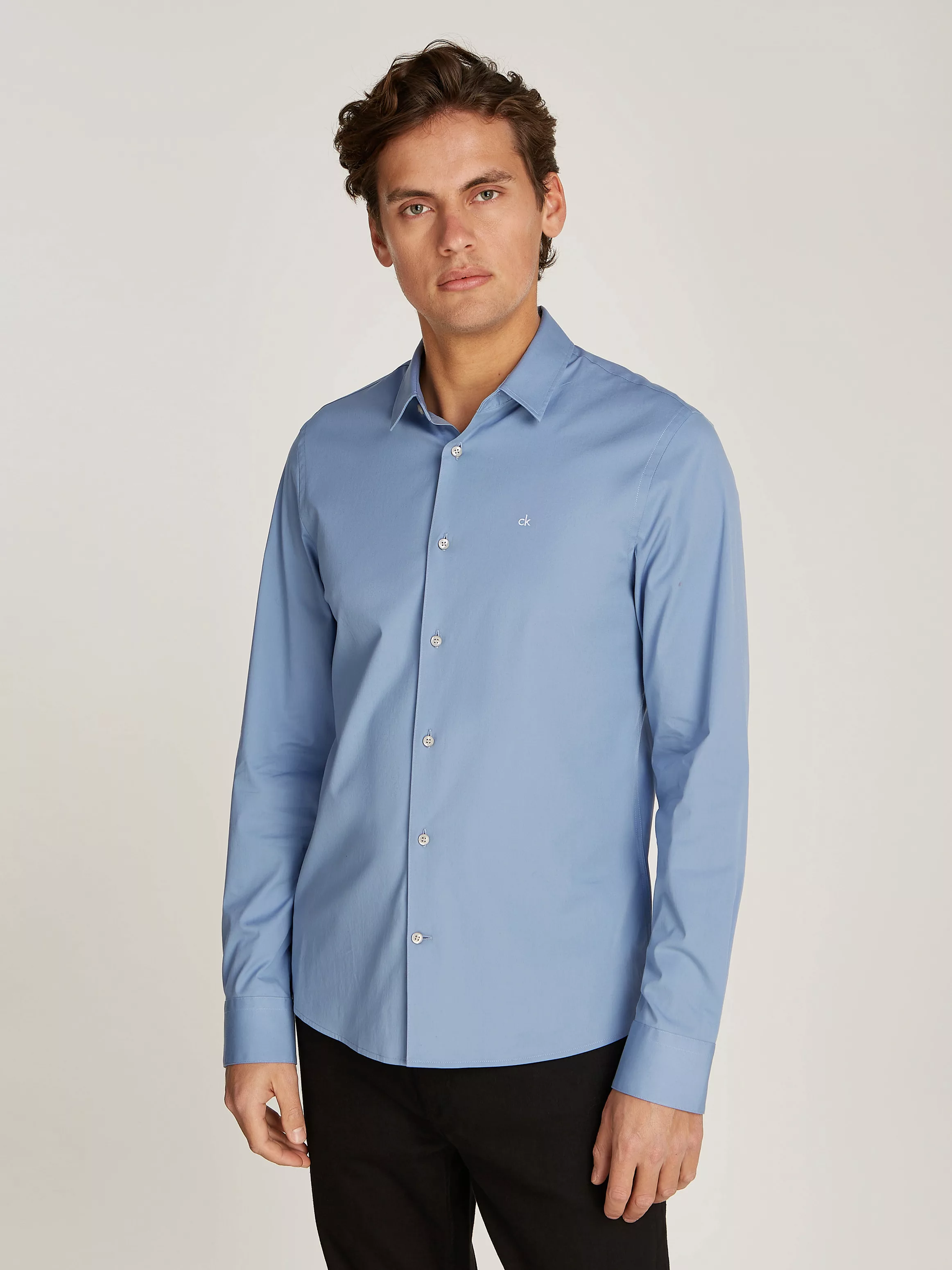 Calvin Klein Langarmhemd "SLIM FIT STRETCH POPLIN", mit Kentkragen günstig online kaufen