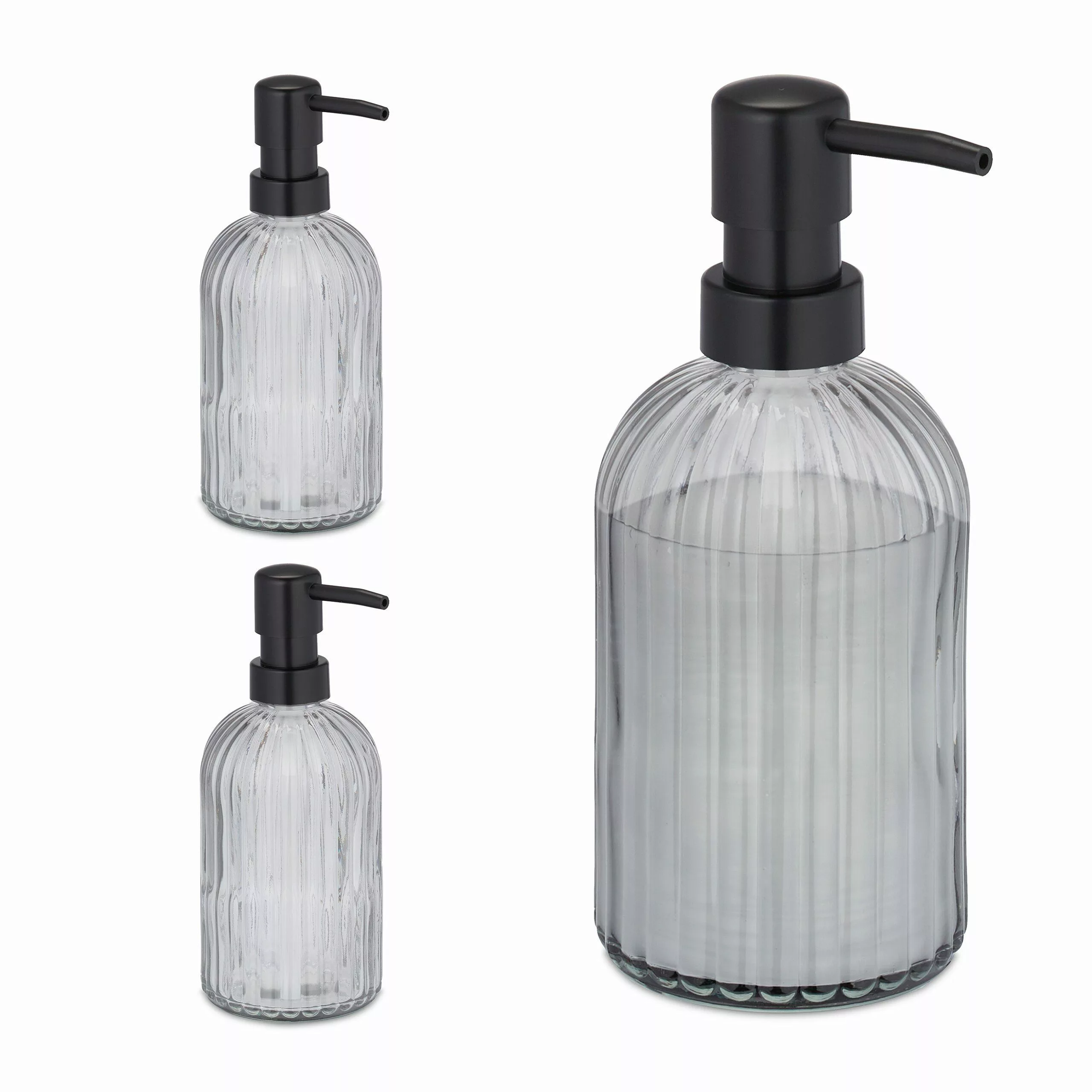 relaxdays Seifenspender Glas Seifenspender 3er Set günstig online kaufen