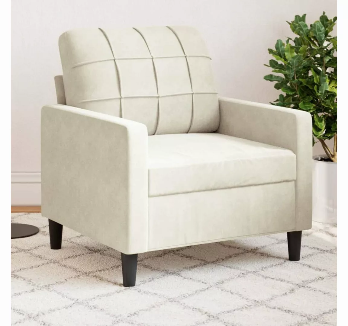 vidaXL Sofa Sofa/ 2-Sitzer/ 3-Sitzer Samt, 60 cm, Creme günstig online kaufen